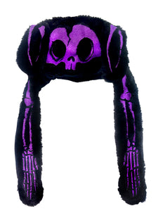 Bone Bunny Flappy Hat PURPLE/BLACK
